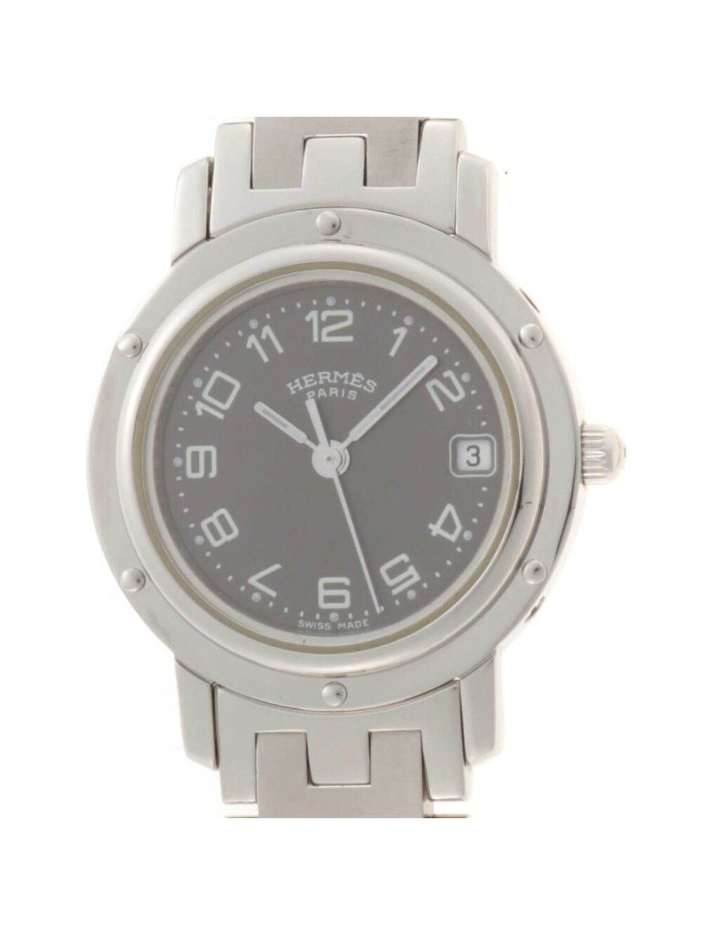 Hermes Clipper Watch Stainless Steel Gray Quartz